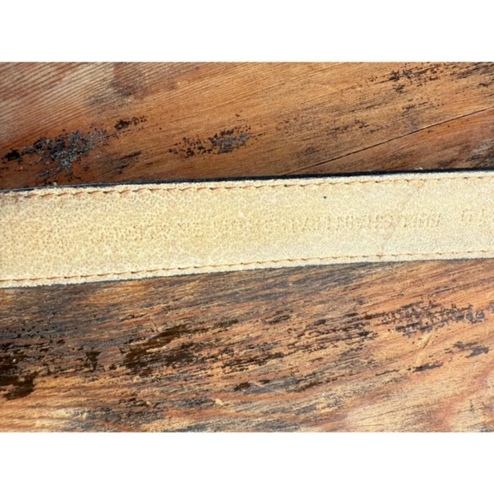 Y2K Black Leather Croc Embossed Belt Silver X‎ Buckle Minimalist Unisex